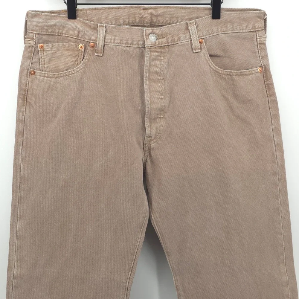 Levi's Mens Jeans 501 Original 36x32 Tan Brown Straight Leg Denim Classic Fit